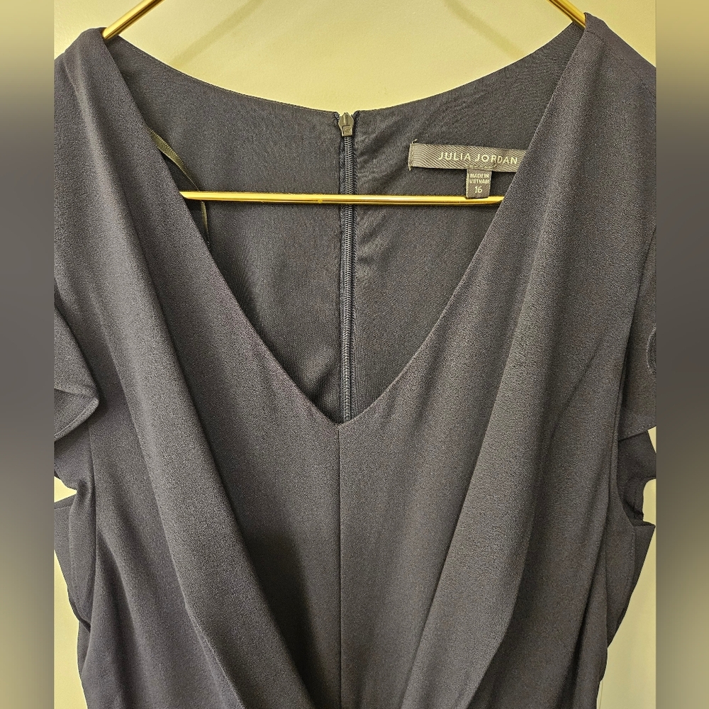 NWT - Julia Jordan Navy Flutter Sleeve Jumpsuit w Tie Front Waist - Size 16. - Picture 6 of 12